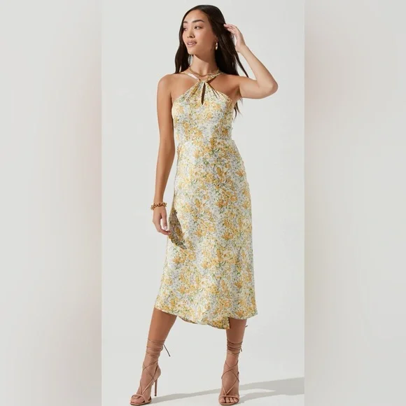 Astr | Dresses | Sandrine Floral Halter Midi Dress | Poshmark